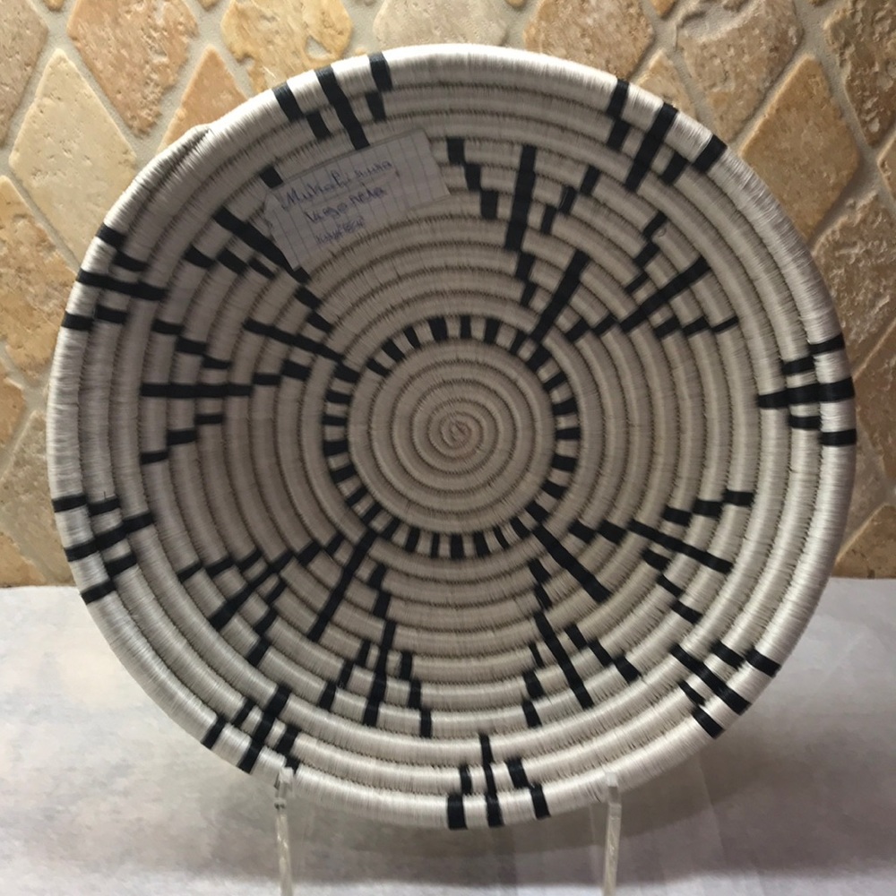 Handmade Hand Woven 12” Sisal Basket from Rwanda Africa Artisan Named